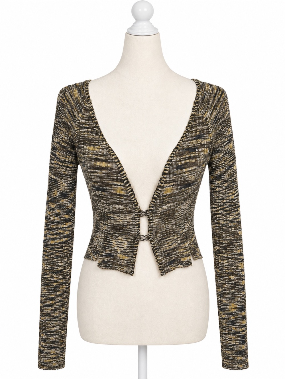 Urban Outfitters Womens XS Space Dye Cropped Cardigan Deep V Long Sleeve